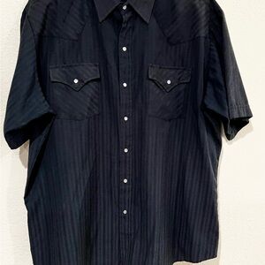 Ely Cattleman Black Pearl Snap Short-Sleeve Western Button-Up Shirt